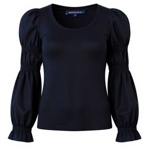 French Connection Black Puff Sleeve Top Size Small